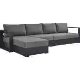 Tahoe Outdoor 3 Piece Sectional Sofa with Left Facing Chaise in Gray Aluminum & Charcoal Fabric