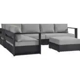 Tahoe Outdoor 5 Piece Sectional Sofa Set in Gray Aluminum & Gray Fabric
