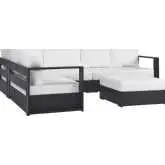 Tahoe Outdoor 5 Piece Sectional Sofa Set in Gray Aluminum & White Fabric