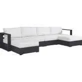 Tahoe Outdoor 4 Piece Sectional Sofa in Gray Aluminum & White Fabric