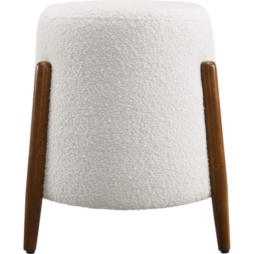 Riven Ottoman in Cloud White Boucle & Wood