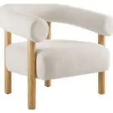Sable Accent Arm Chair in Ivory Fabric & Natural Finish Wood