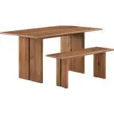 Amistad 60" Dining Table & Bench Set in Walnut Finish Wood