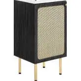 Chaucer 18" Bathroom Vanity in White Ceramic, Black Wood Grain & Rattan