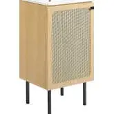 Chaucer 18" Bathroom Vanity in White Ceramic, Oak Wood Grain & Rattan