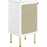 Chaucer 18" Bathroom Vanity in White Ceramic, White Wood Grain & Rattan