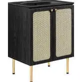 Chaucer 24" Bathroom Vanity in Black Ceramic, Black Wood Grain & Rattan