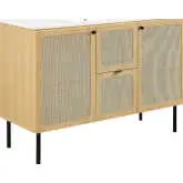 Chaucer 48" Single Sink Bathroom Vanity in White Ceramic, Oak Wood Grain & Rattan