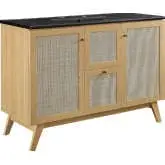 Soma 48" Single Sink Bathroom Vanity in Oak, Rattan & Black Ceramic