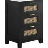 Dixie 24" Bathroom Vanity in Black, Rattan & White Ceramic