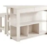 Meadowbrook 3 Piece Kitchen Island & Stool Set in White Maple Finish