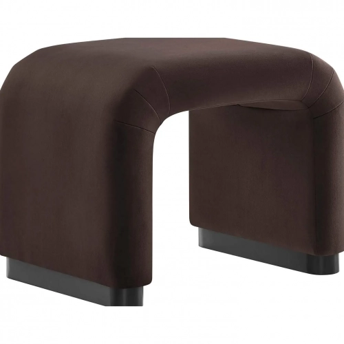 Koda Waterfall Stool in Chocolate Brown Performance Velvet & Black Wood