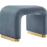 Koda Waterfall Stool in Cadet Blue Performance Velvet & Brass
