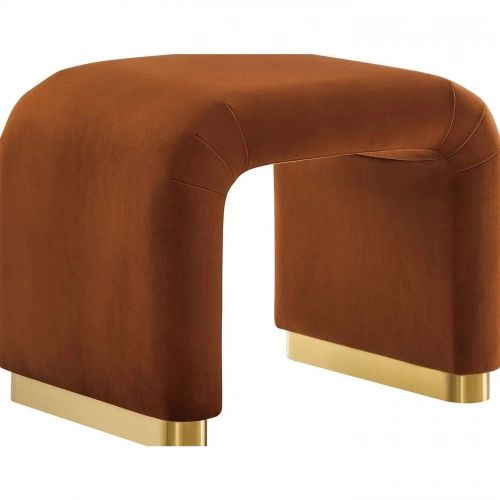 Koda Waterfall Stool in Rust Performance Velvet & Brass