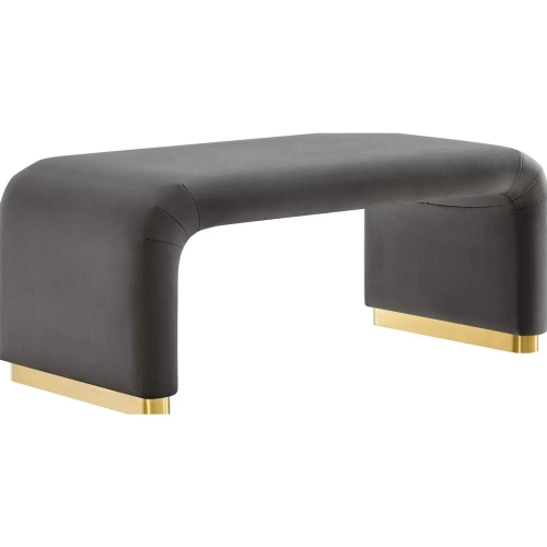 Koda Waterfall Ottoman in Storm Gray Performance Velvet & Brass