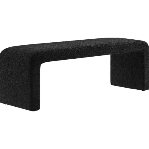 Simba 59.5" Waterfall Bench in Black Boucle Fabric