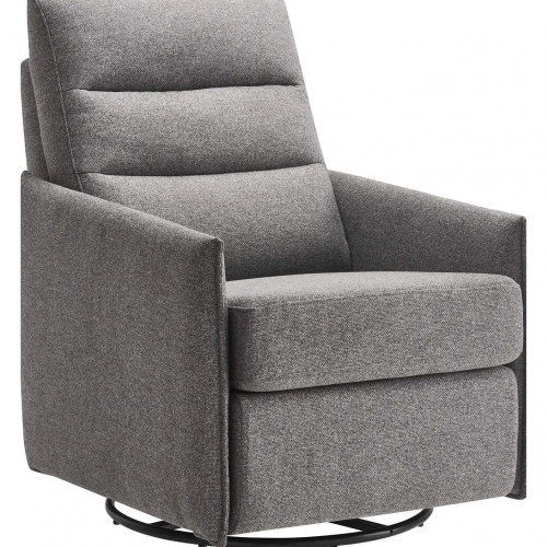 Etta Swivel Lounge Chair in Light Gray Suede Fabric