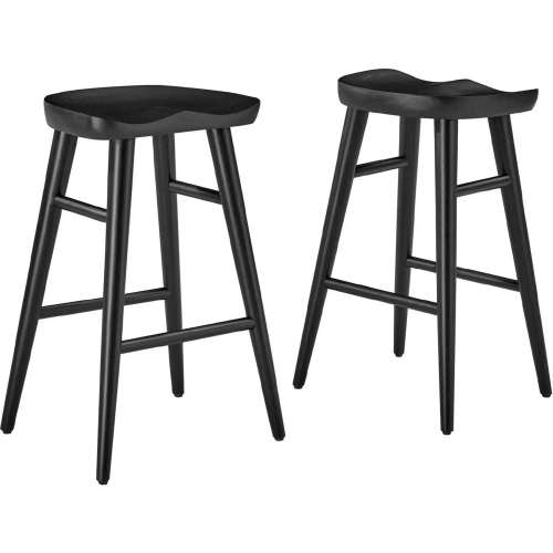 Saville Backless Counter Stool in Black Finish Wood (Set of 2)