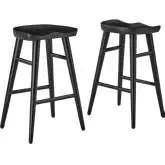 Saville Backless Counter Stool in Black Finish Wood (Set of 2)