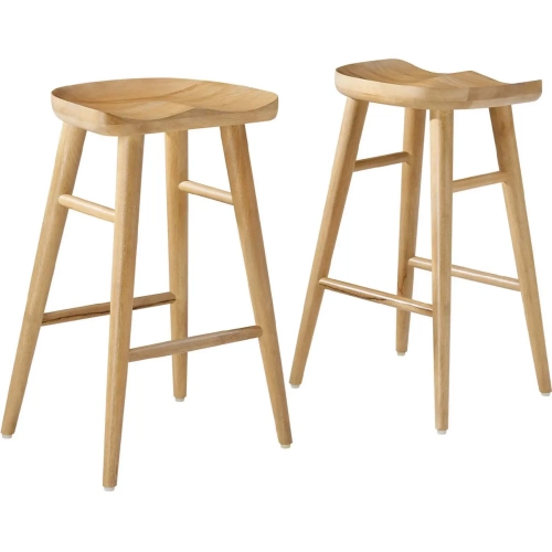 Saville Backless Counter Stool in Oak Finish Wood (Set of 2)