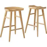 Saville Backless Counter Stool in Oak Finish Wood (Set of 2)