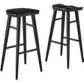 Saville Backless Bar Stool in Black Finish Wood (Set of 2)