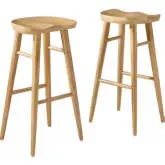 Saville Backless Bar Stool in Oak Finish Wood (Set of 2)