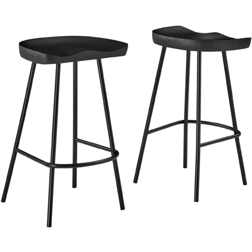Concord Backless Counter Stool in Black Wood & Metal (Set of 2)