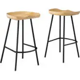 Concord Backless Counter Stool in Oak Finish Wood & Metal (Set of 2)