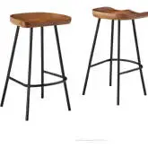 Concord Backless Counter Stool in Walnut Finish Wood & Metal (Set of 2)
