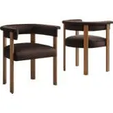 Imogen Barrel Dining Chair in Brown Performance Velvet & Wood (Set of 2)