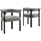 Imogen Barrel Dining Chair in Heathered Gray Fabric & Black Wood (Set of 2)