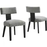 Nalani Dining Chair in Heathered Gray Fabric & Black Wood (Set of 2)