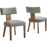 Nalani Dining Chair in Heathered Wheat Fabric & Brown Wood (Set of 2)