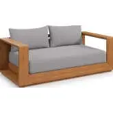 Tahoe Outdoor Loveseat in Natural Acacia Wood & Light Gray Fabric