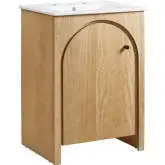 Appia 24" Bathroom Vanity in Oak Finish Wood & White Ceramic