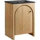 Appia 24" Bathroom Vanity in Oak Finish Wood & Black Ceramic
