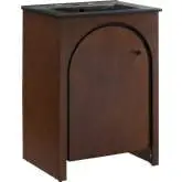 Appia 24" Bathroom Vanity in Walnut Finish Wood & Black Ceramic