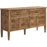 Elysian 62" Sideboard in Brown Finish Burl Wood Veneer