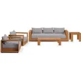 Tahoe Outdoor 5 Piece Sofa Set in Natural Acacia Wood & Light Gray Fabric