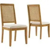 Arlo Dining Chair in Natural Wood, PE Rattan & Beige Fabric (Set of 2)