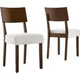 Pax Dining Chair in Walnut Finish Wood & Ivory Fabric (Set of 2)