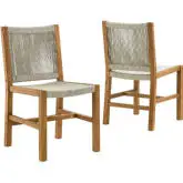 Vienna Outdoor Armless Dining Chair in Natural Rope & Teak Wood (Set of 2)