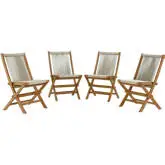 Vienna Outdoor Folding Dining Chair in Natural Rope & Teak Wood (Set of 4)