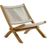Vienna Outdoor Folding Accent Lounge Chair in Natural Rope & Teak Wood
