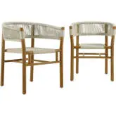 Vienna Outdoor Curved Back Dining Arm Chair in Natural Rope & Teak Wood (Set of 2)