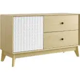 Nectar 43" Sideboard Cabinet in Natural Wood Grain & White PVC