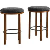 Fable Counter Stool in Walnut Finish Wood & Charcoal Gray Boucle Fabric (Set of 2)