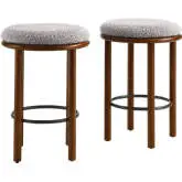 Fable Counter Stool in Walnut Finish Wood & Taupe Boucle Fabric (Set of 2)