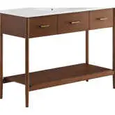 Zaire 48" Single Sink Bathroom Vanity in White Ceramic & Walnut Finish Wood